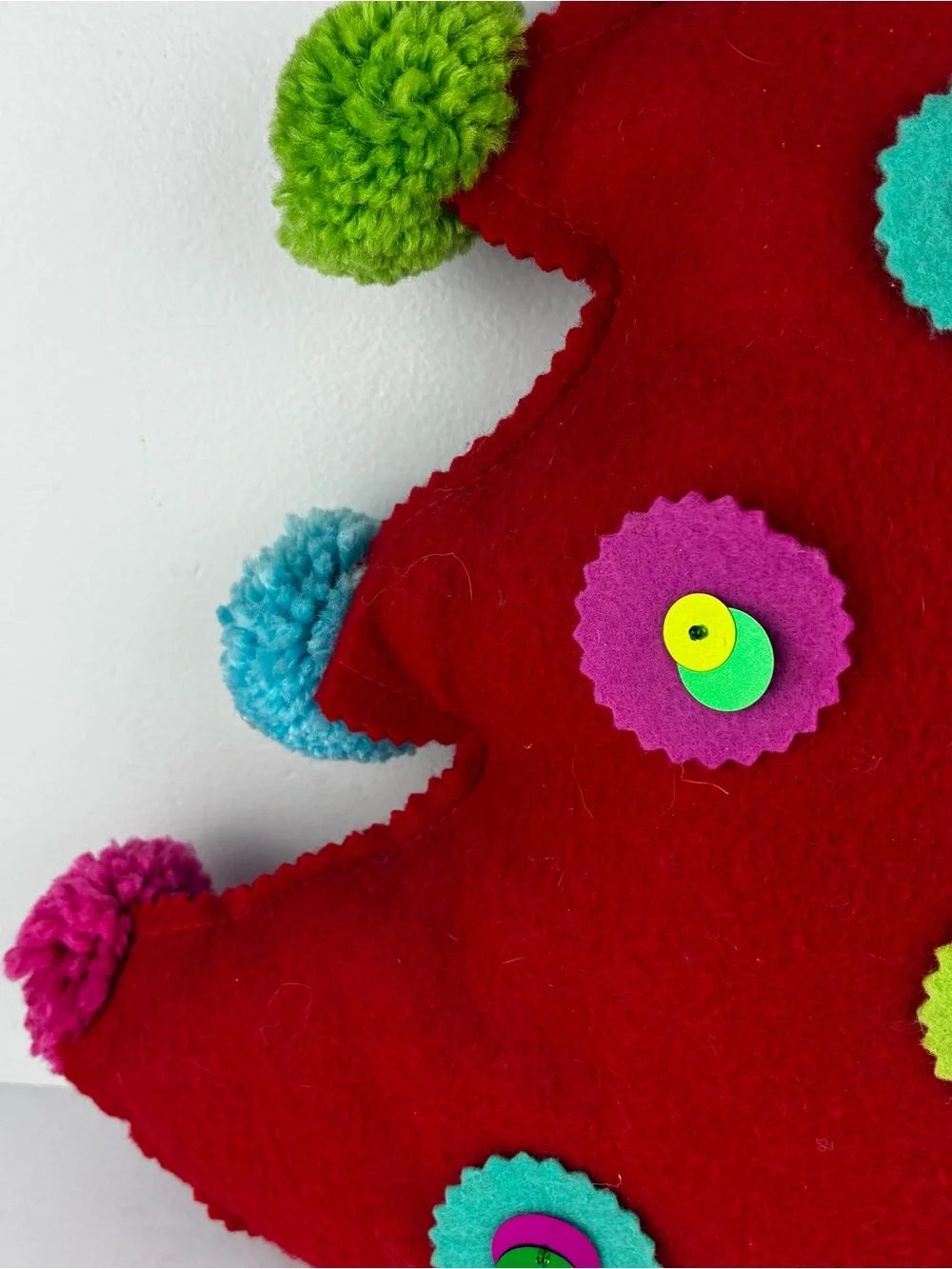 Plush Red Felt Stuffed Christmas Tree Pillow